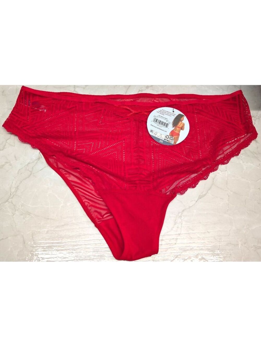 New Adored by Adore Me Tessa Cheeky Panties  Plus Size 3X Lingerie Red Lace Mesh